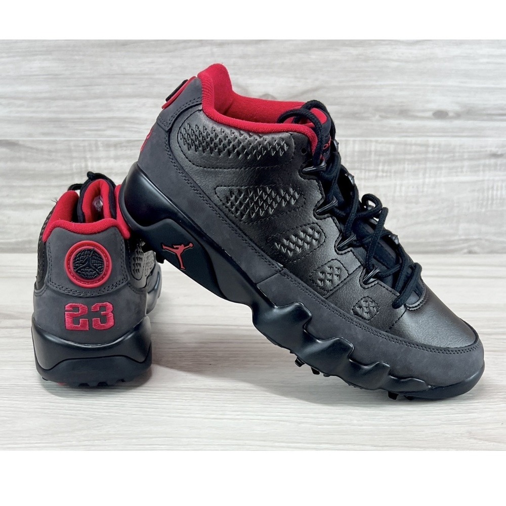 Nike Air Jordan 9 Retro Low Golf 'Charcoal Black Red' FJ5934-002 Men's Size 8.5